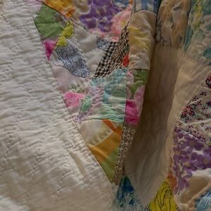 Patchwork Quilt with White and Multicolor Design